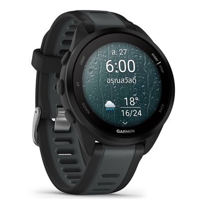 GARMIN Forerunner 165 GPS Smart Watch (43mm., Black/Slate Gray Case, Black/Slate Gray Band)